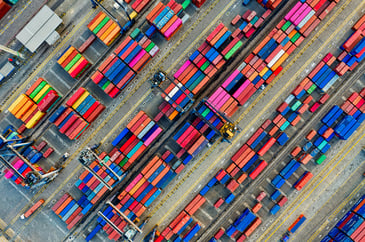 Overhead image of shipping containers
